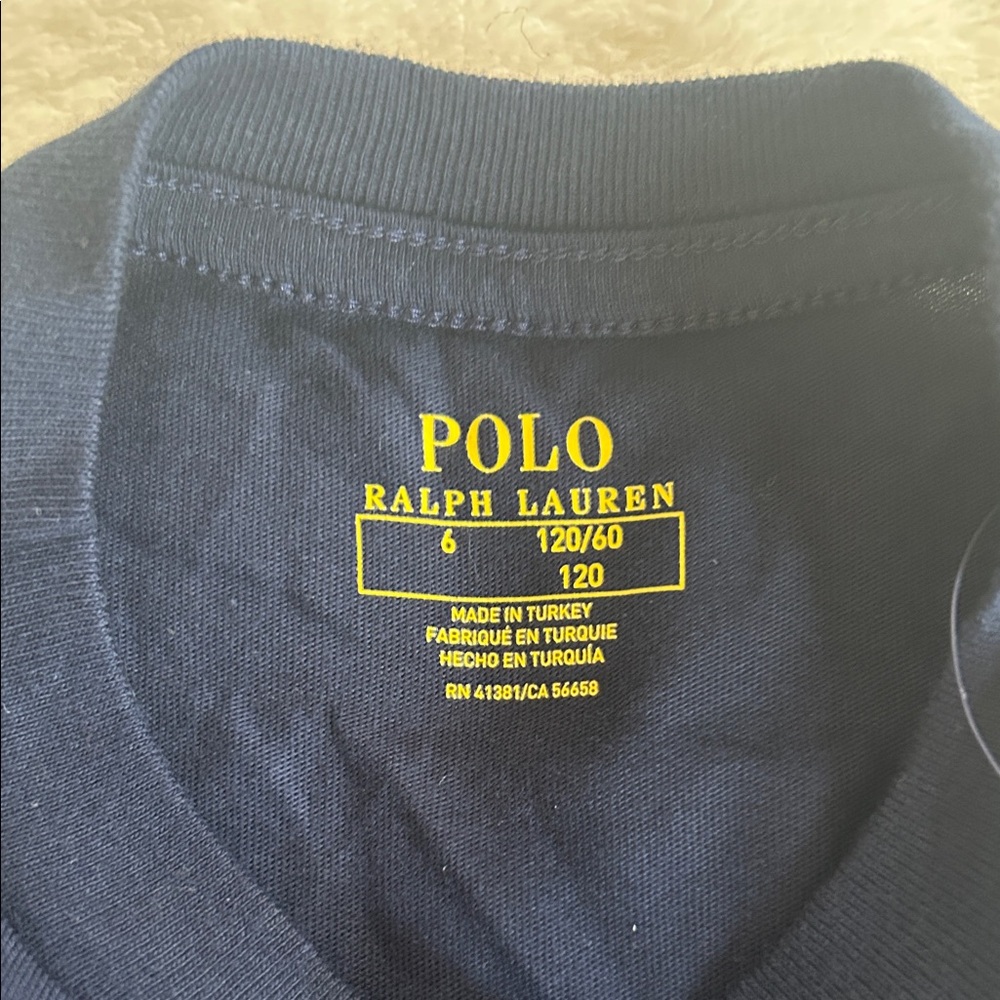 NWT Polo by Ralph Lauren Kids Dark Blue Long Sleeve Tee - Picture 3 of 5